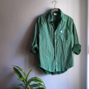 Green organic Lucy & Yak collared shirt